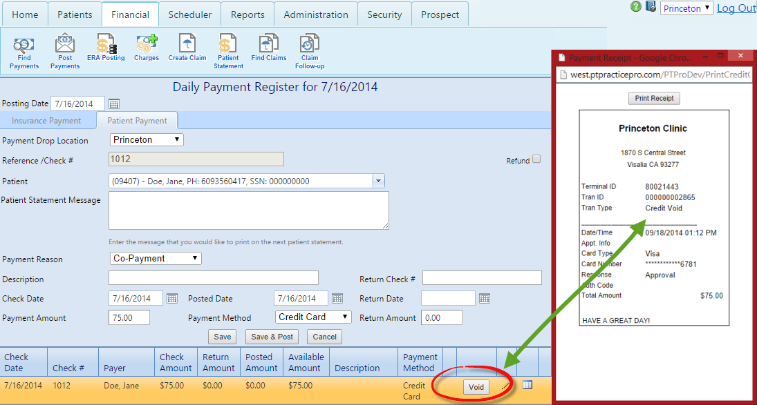 Voiding / Returning Credit Card Payments – Practice Pro Knowledge Base